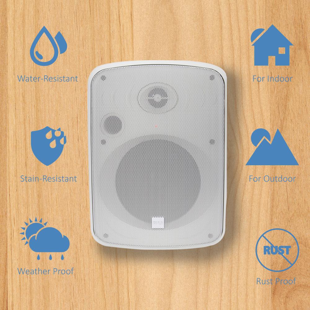 Pyle Pro 6.5" 1000 Watt Wall-Mount Marine Speakers with BT Audio RF Streaming