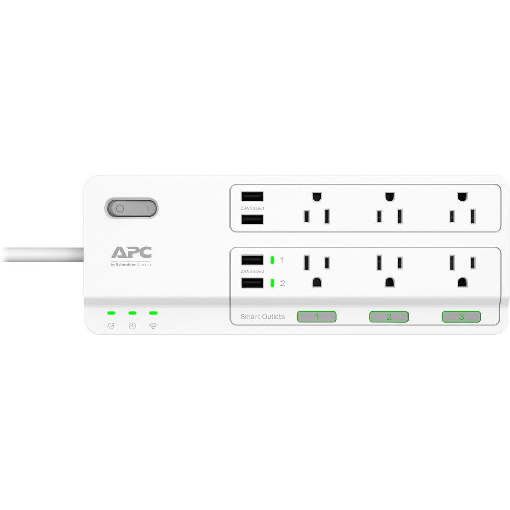 APC 6-Outlet Smart Surge Protector with 4 USB Charging Ports, APC, 6-Outlet, Smart, Surge, Protector, with, 4, USB, Charging, Ports