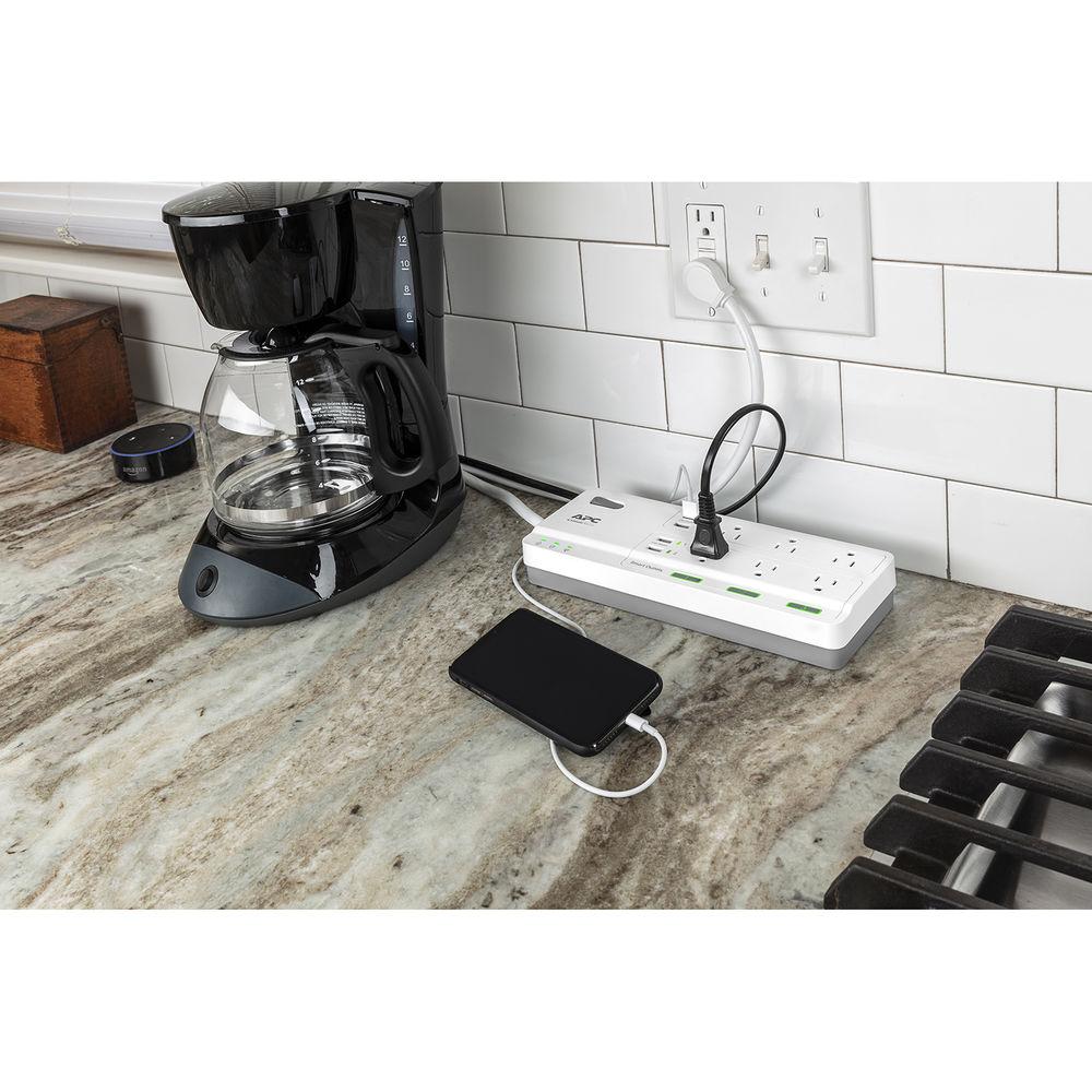 APC 6-Outlet Smart Surge Protector with 4 USB Charging Ports