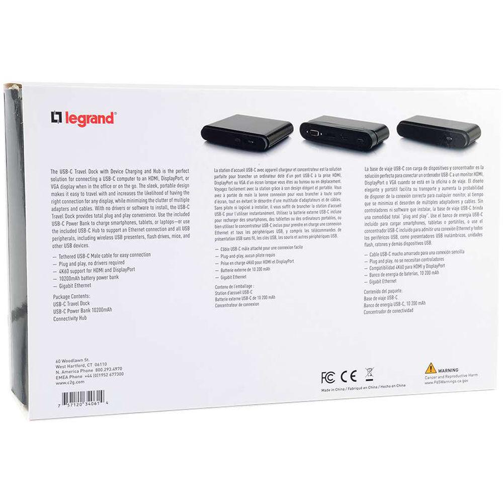 C2G USB-C Travel Dock With Charging And Hub