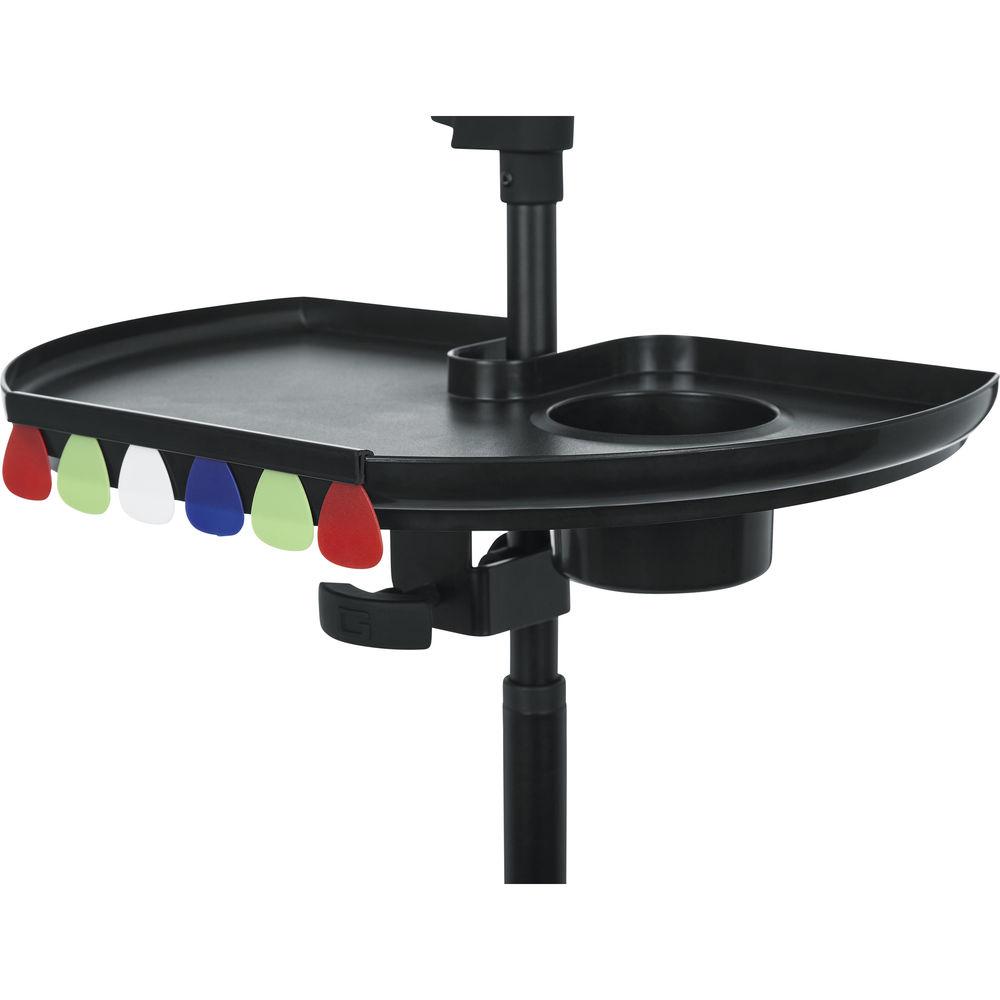 Gator Cases Frameworks Extra Large Microphone Stand Accessory Tray with Drink Holder and Guitar Pick Tab