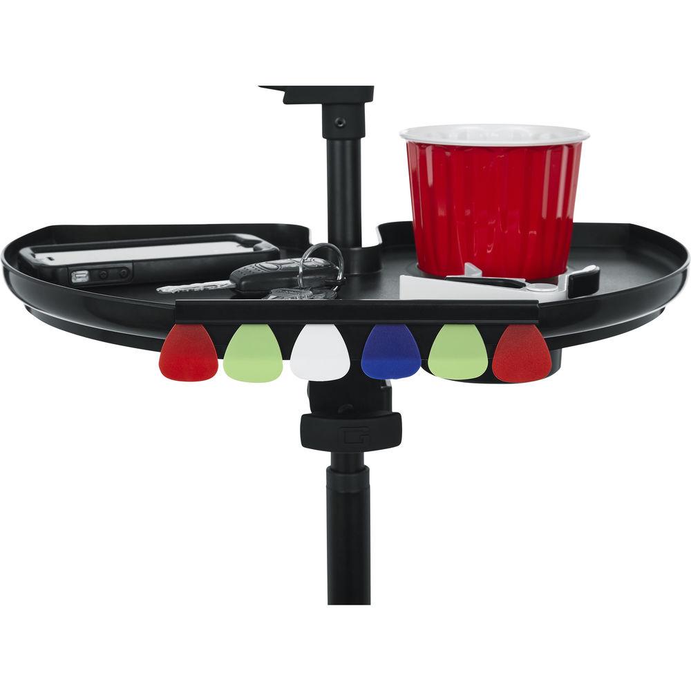 Gator Cases Frameworks Extra Large Microphone Stand Accessory Tray with Drink Holder and Guitar Pick Tab