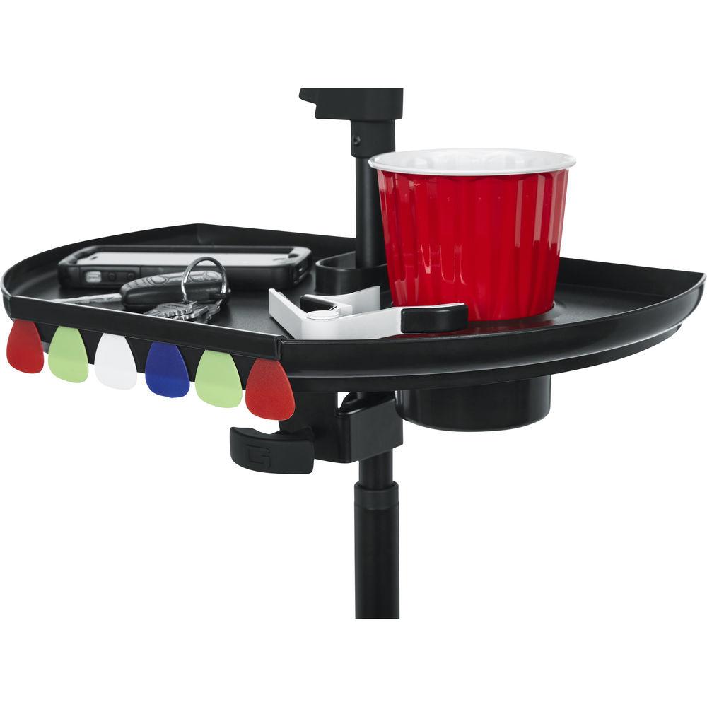Gator Cases Frameworks Extra Large Microphone Stand Accessory Tray with Drink Holder and Guitar Pick Tab