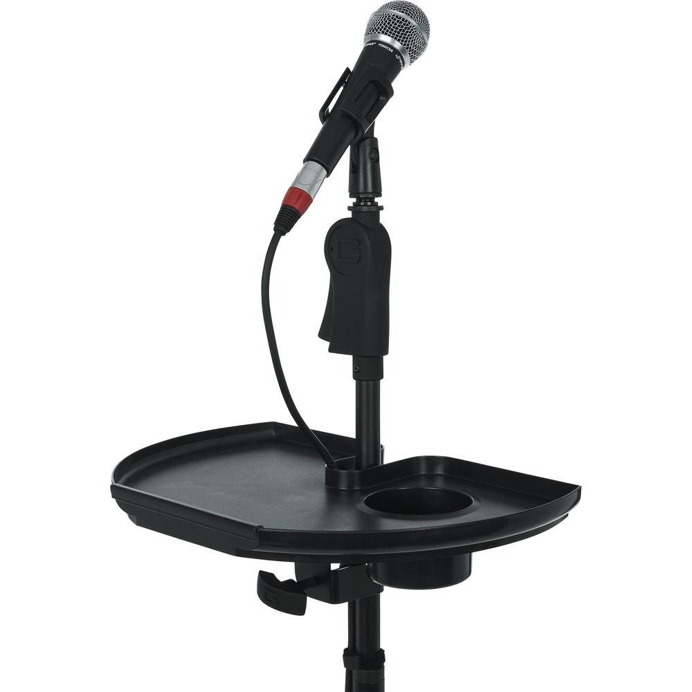 Gator Cases Frameworks Extra Large Microphone Stand Accessory Tray with Drink Holder and Guitar Pick Tab
