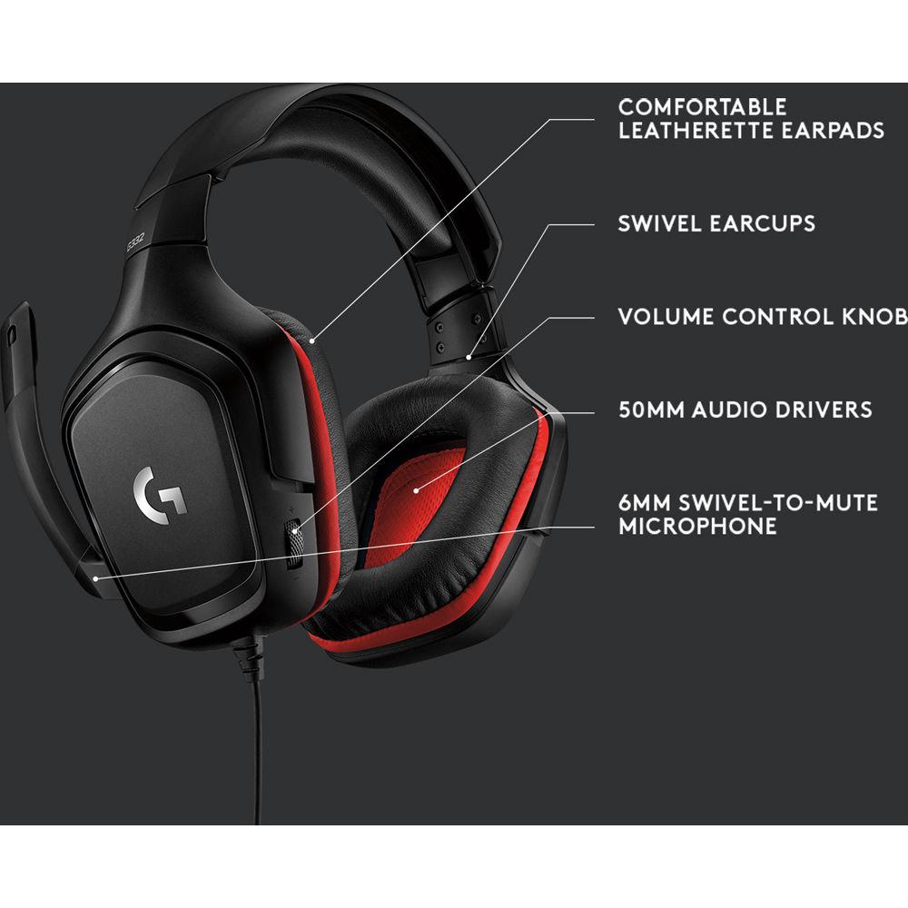 Logitech G332 Wired Stereo Gaming Headset, Logitech, G332, Wired, Stereo, Gaming, Headset