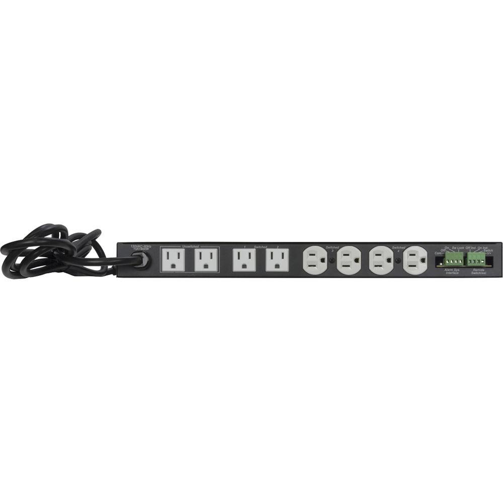 Lowell Manufacturing Power Panel-15A, 6-Switch 3-Unswitch Outlets, 1U, SEQ Surge Suppression Key