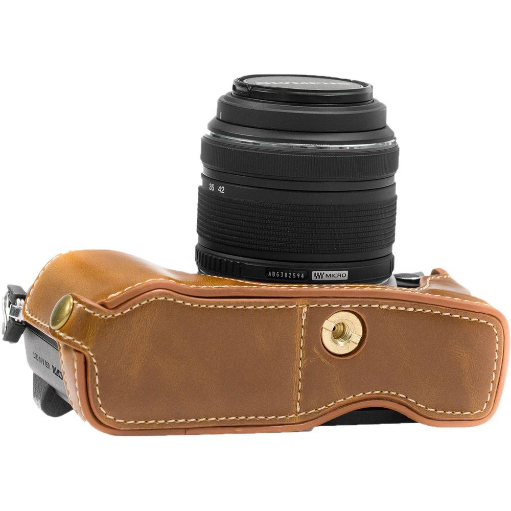 MegaGear Ever Ready PU Leather Half Case and Strap for Olympus OM-D E-M10 Mark II, E-M10
