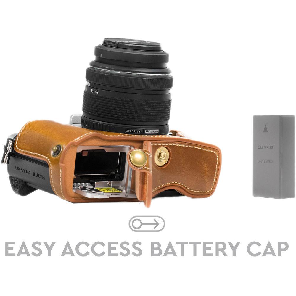 MegaGear Ever Ready PU Leather Half Case and Strap for Olympus OM-D E-M10 Mark II, E-M10