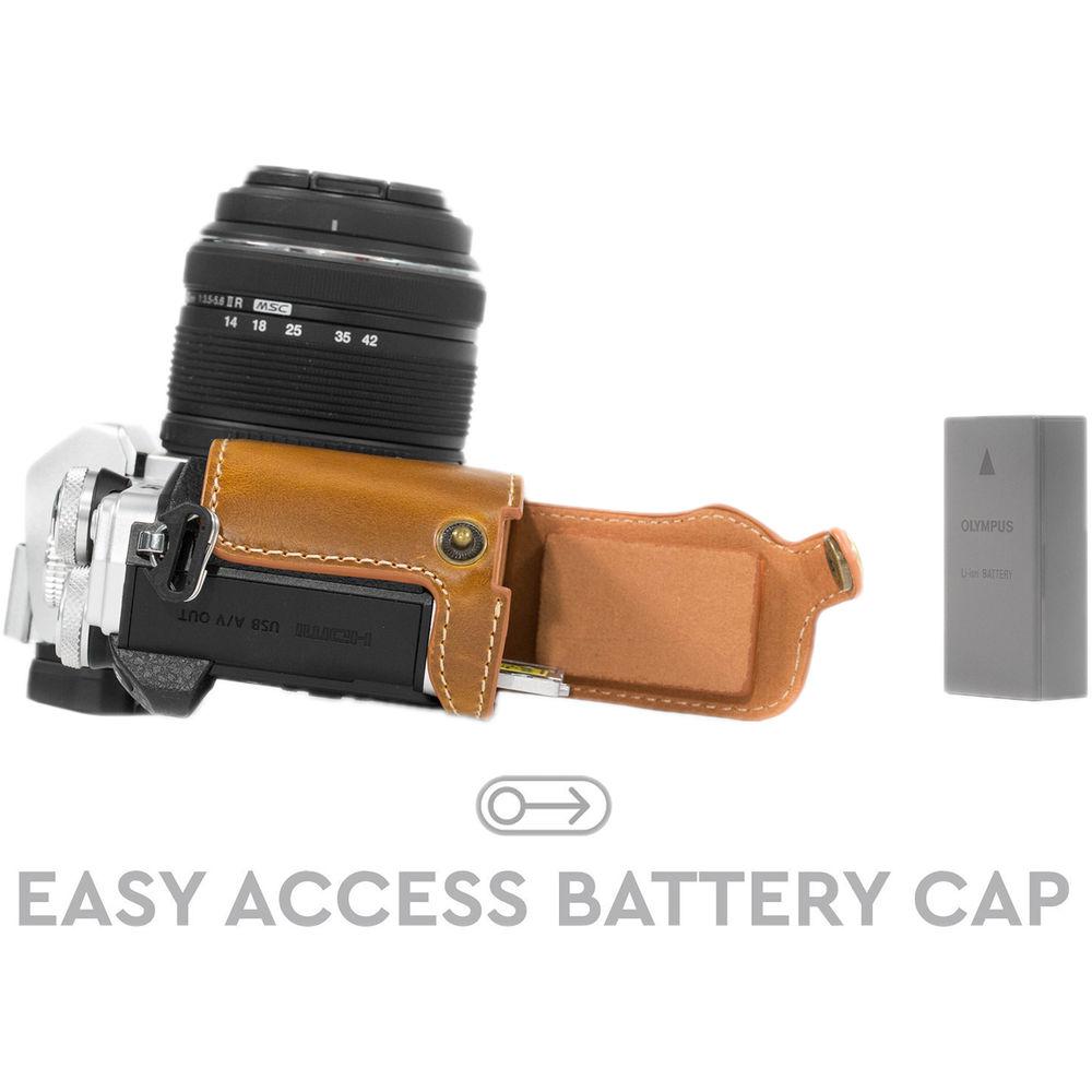 MegaGear Ever Ready PU Leather Half Case and Strap for Olympus OM-D E-M10 Mark II, E-M10