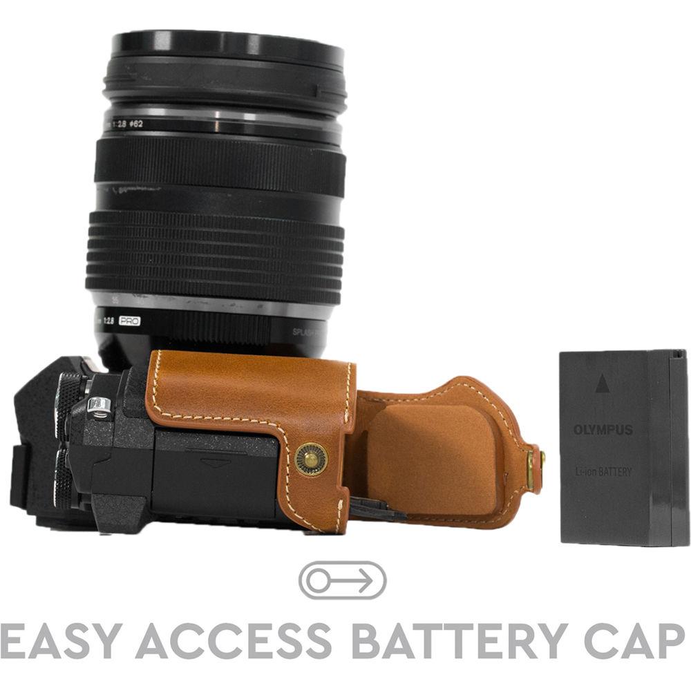 MegaGear Ever Ready PU Leather Half Case and Strap for Olympus OM-D, E-M5 Mark II