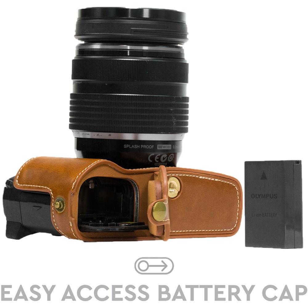 MegaGear Ever Ready PU Leather Half Case and Strap for Olympus OM-D, E-M5 Mark II