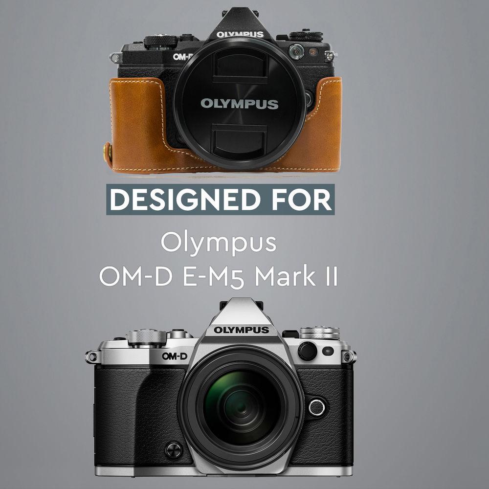 MegaGear Ever Ready PU Leather Half Case and Strap for Olympus OM-D, E-M5 Mark II