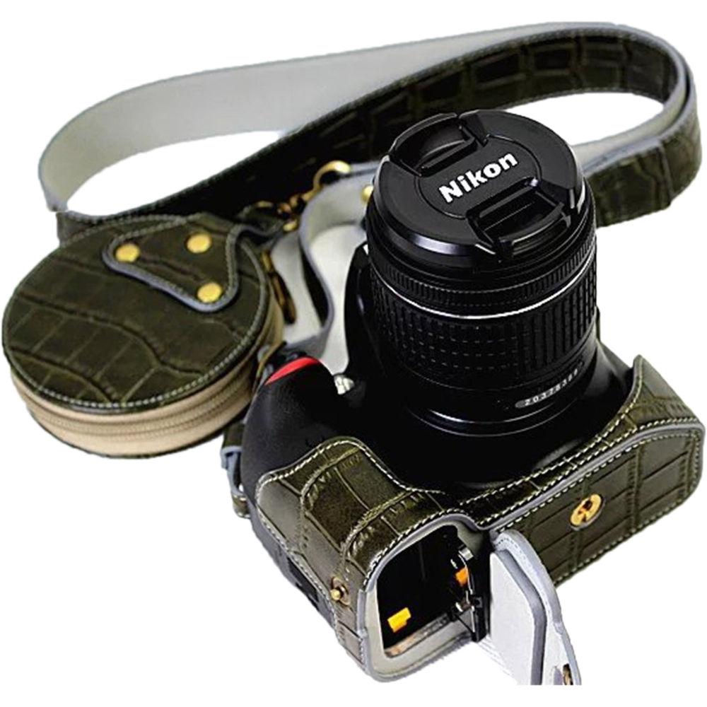 MegaGear Ever Ready PU Leather Half Case with Shoulder Strap for Nikon D3100-3400