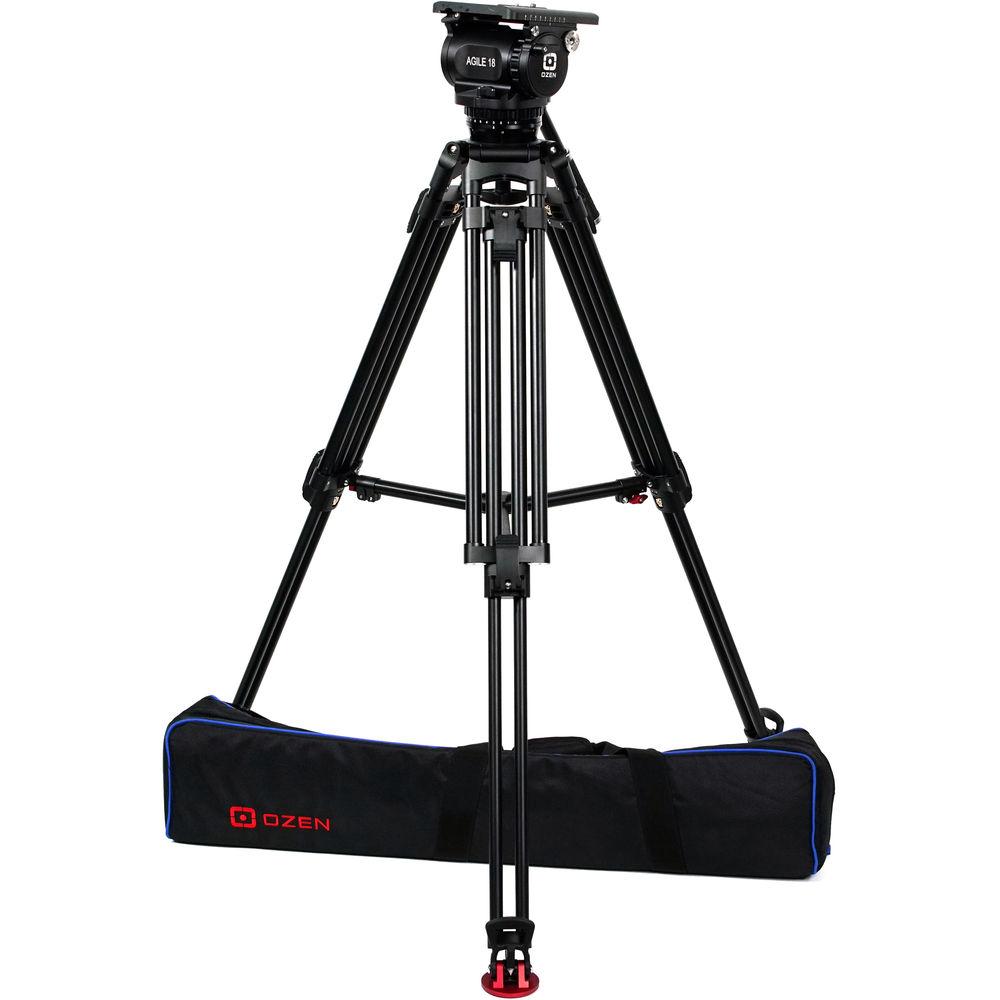 OZEN 100AL2HD 100mm Aluminum Tripod & Agile 18 Fluid Head System