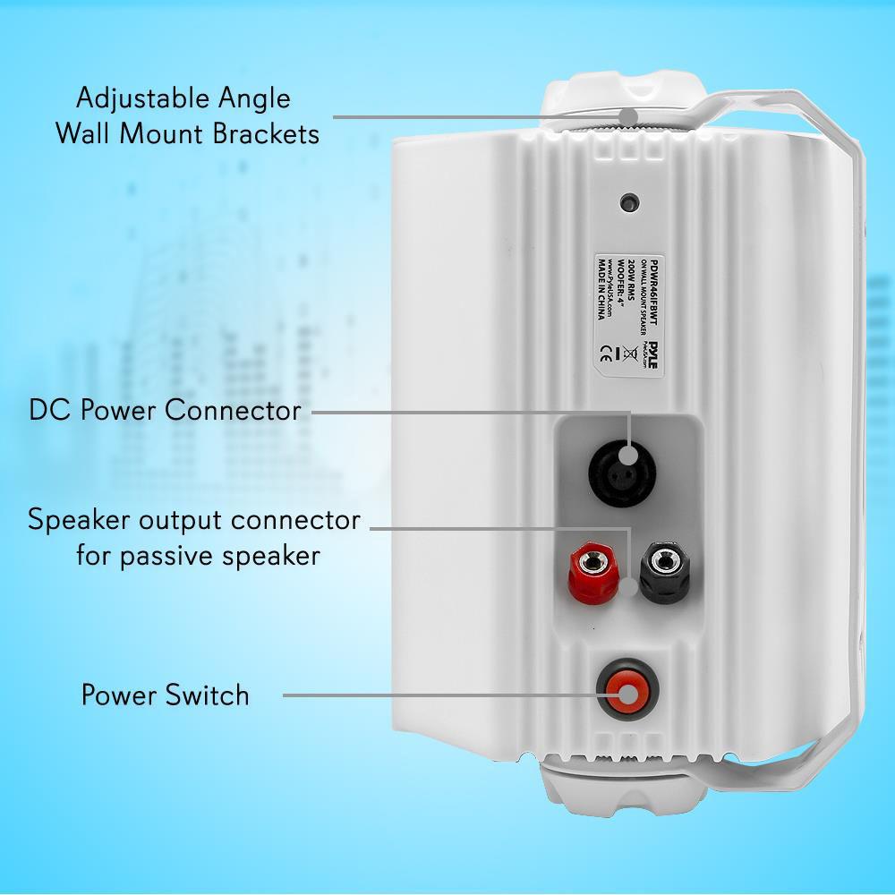 Pyle Pro 4" 200 Watt Indoor Outdoor Wall Mount Speakers with WiFi Bluetooth Streaming