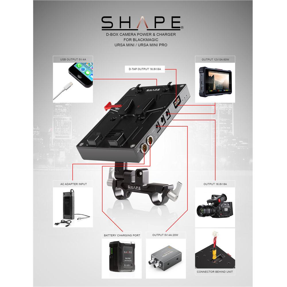 SHAPE D-Box Camera Power & Charger Kit with 98Wh Battery for Blackmagic URSA Mini Mini Pro