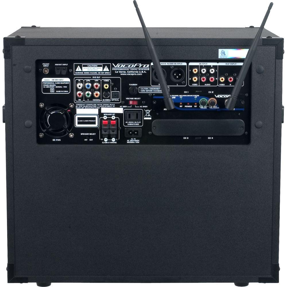 VocoPro Hero-Rec-9 120W 4-Channel Multi-Format Portable P.A. System with Digital Recorder UHF Wireless Mics
