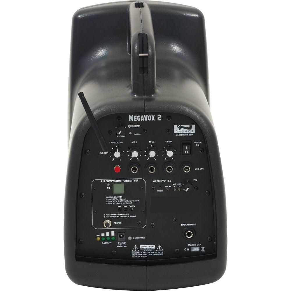 Anchor Audio MEGA-DP2-AIR-BB MegaVox 2 Deluxe AIR PA, Wireless Companion Speaker, 2 Stands, and 2 Wireless Lapel Headband Mics