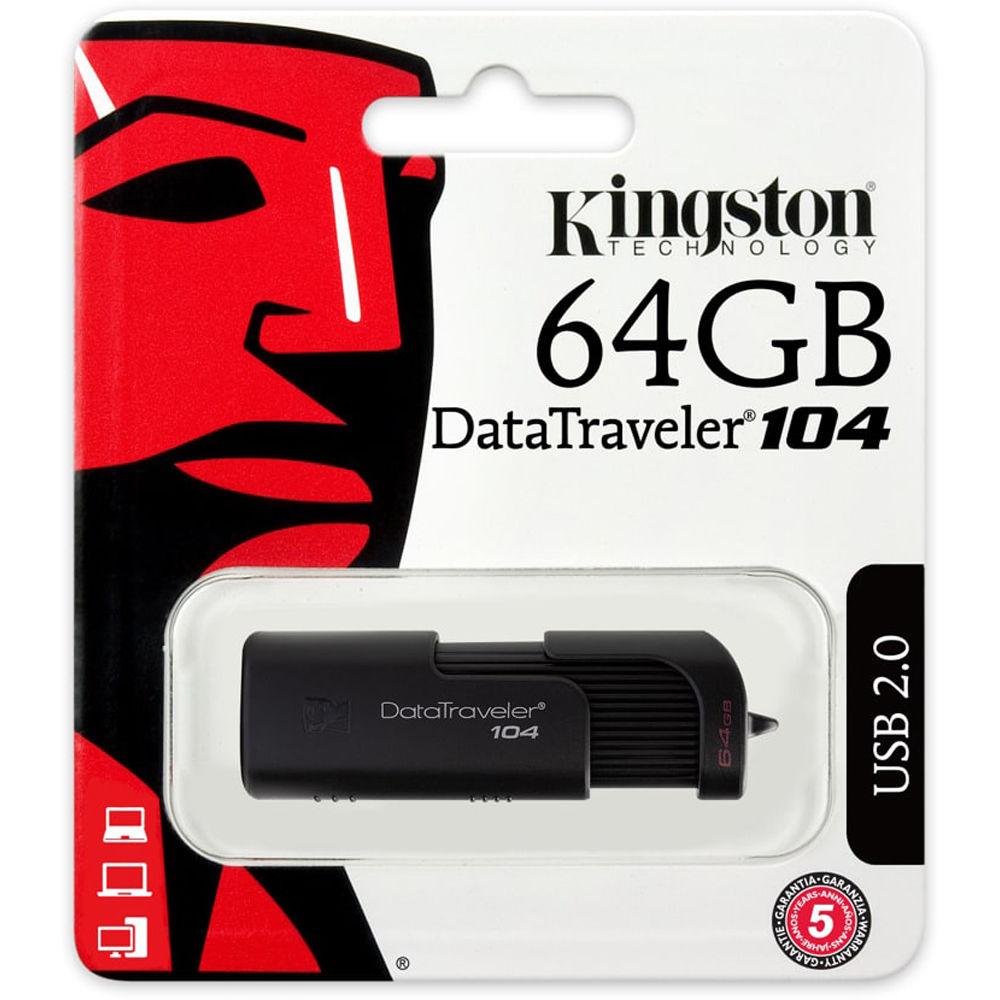 Kingston 64GB DataTraveler 104 USB 2.0 Flash Drive, Kingston, 64GB, DataTraveler, 104, USB, 2.0, Flash, Drive
