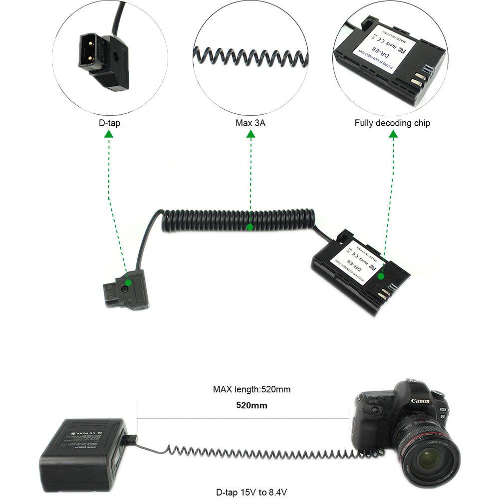 LanParte D-Tap to LP-E6 Fixed Voltage Battery Pack for Select Canon Cameras