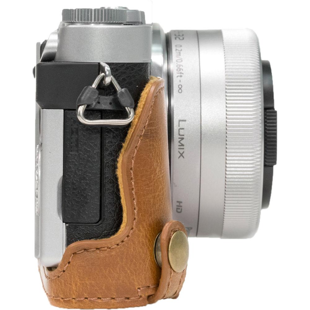 MegaGear Ever Ready PU Leather Case & Strap for Select Panasonic LUMIX with 12-32mm