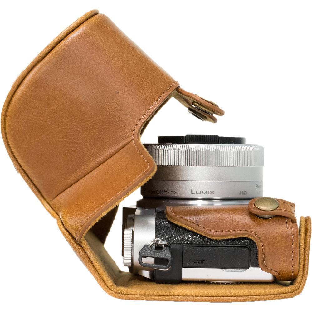 MegaGear Ever Ready PU Leather Case & Strap for Select Panasonic LUMIX with 12-32mm