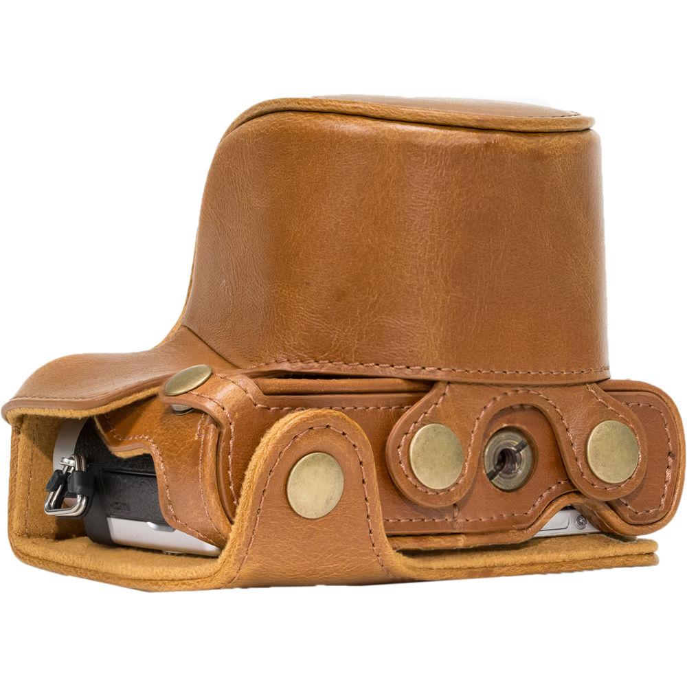 MegaGear Ever Ready PU Leather Case & Strap for Select Panasonic LUMIX with 12-32mm