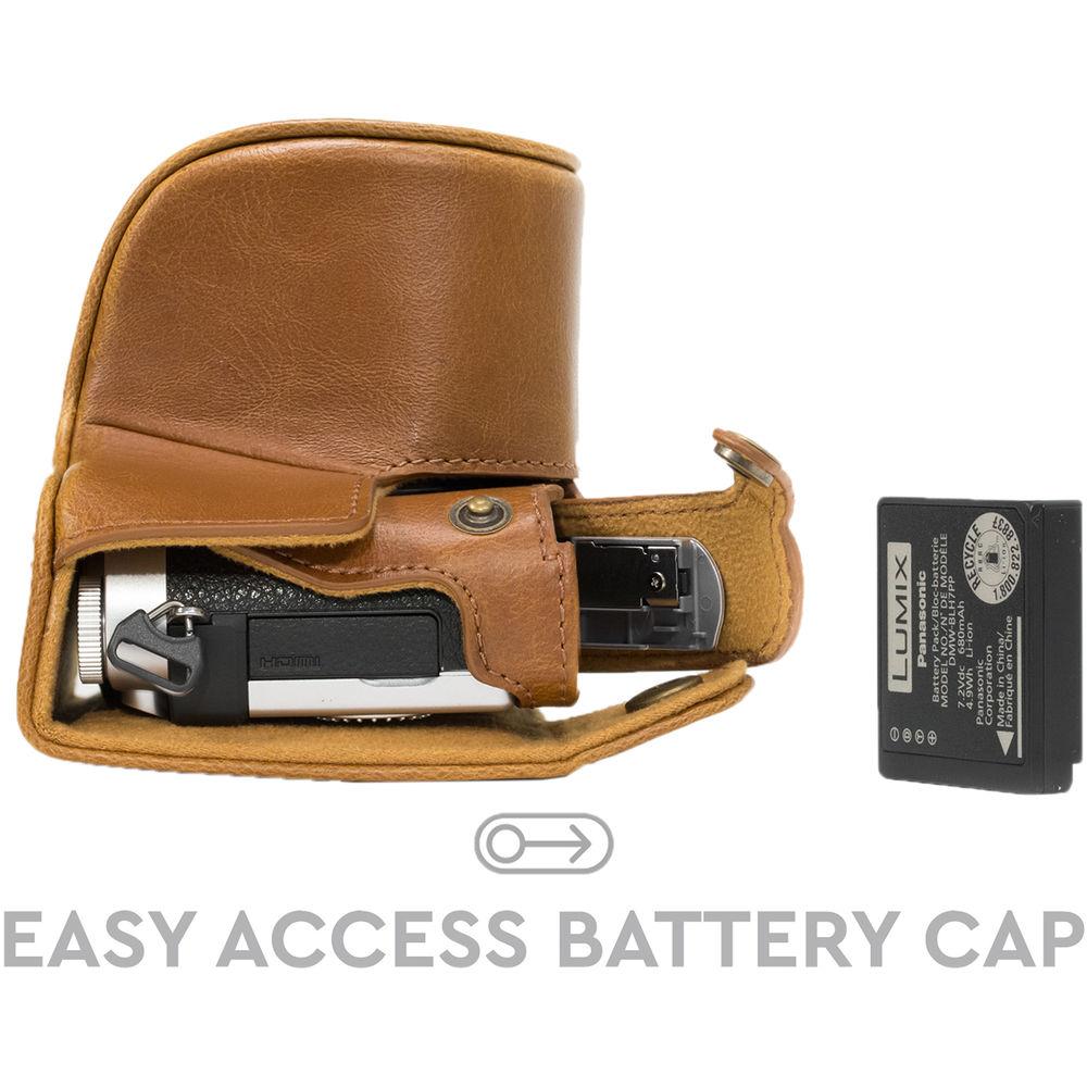 MegaGear Ever Ready PU Leather Case & Strap for Select Panasonic LUMIX with 12-32mm