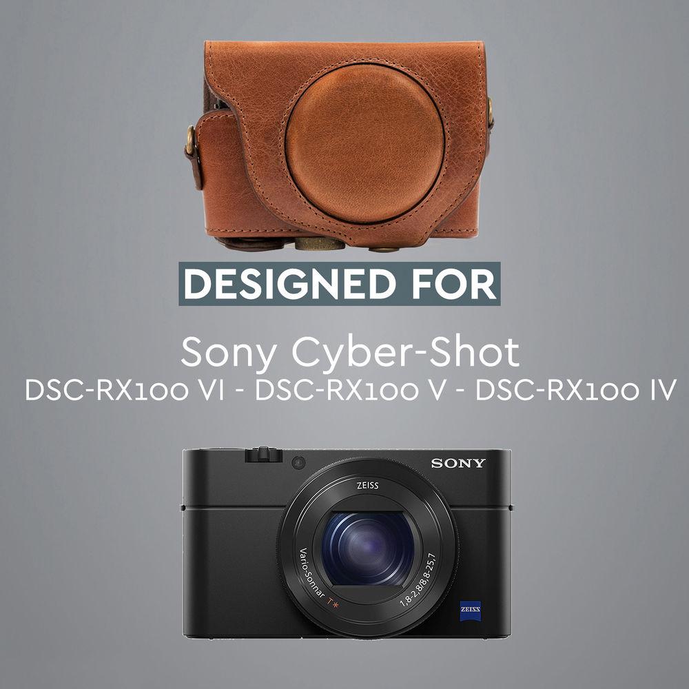 MegaGear Leather Camera Case with Strap for Sony DSC-RX100 VI, V & IV