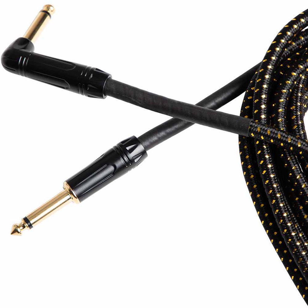 Telefunken Instrument Cable:1-Straight 1 4"and 1-Right Angle 1 4"Connector Braid Jacket Gold Plated Plugs 19.6