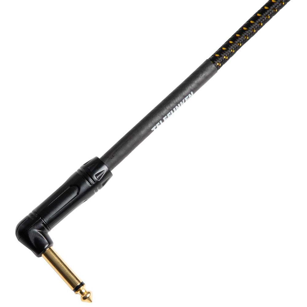 Telefunken Instrument Cable:1-Straight 1 4"and 1-Right Angle 1 4"Connector Braid Jacket Gold Plated Plugs 19.6