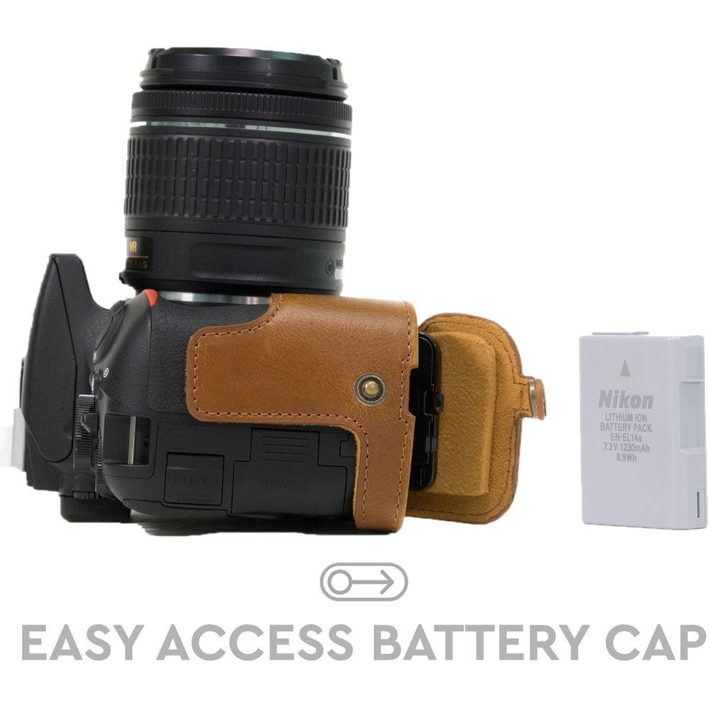 MegaGear Ever Ready PU Leather Half Case and Strap for Nikon D5600, D5500