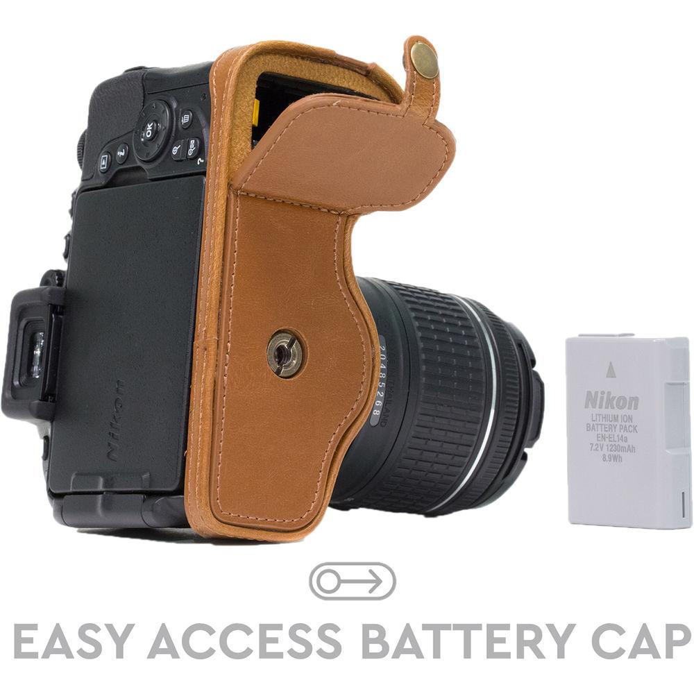 MegaGear Ever Ready PU Leather Half Case and Strap for Nikon D5600, D5500