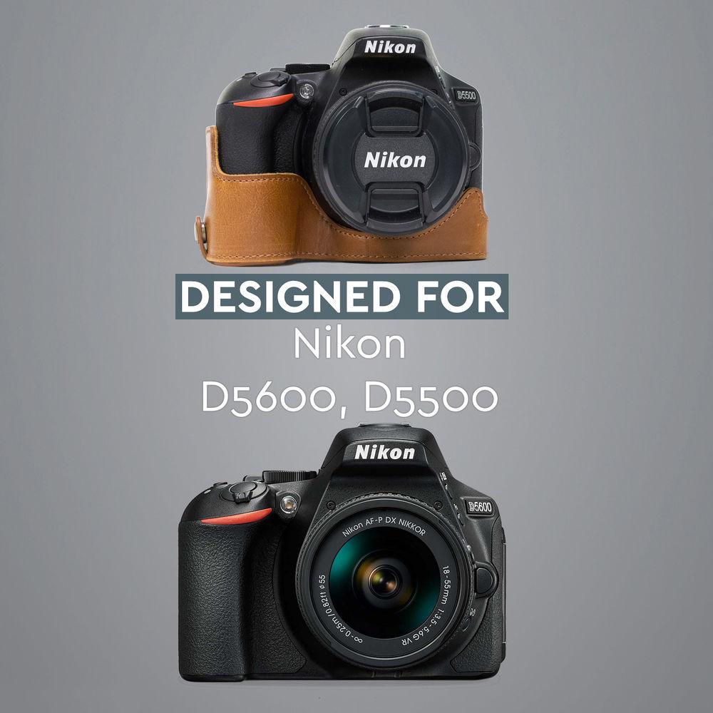 MegaGear Ever Ready PU Leather Half Case and Strap for Nikon D5600, D5500