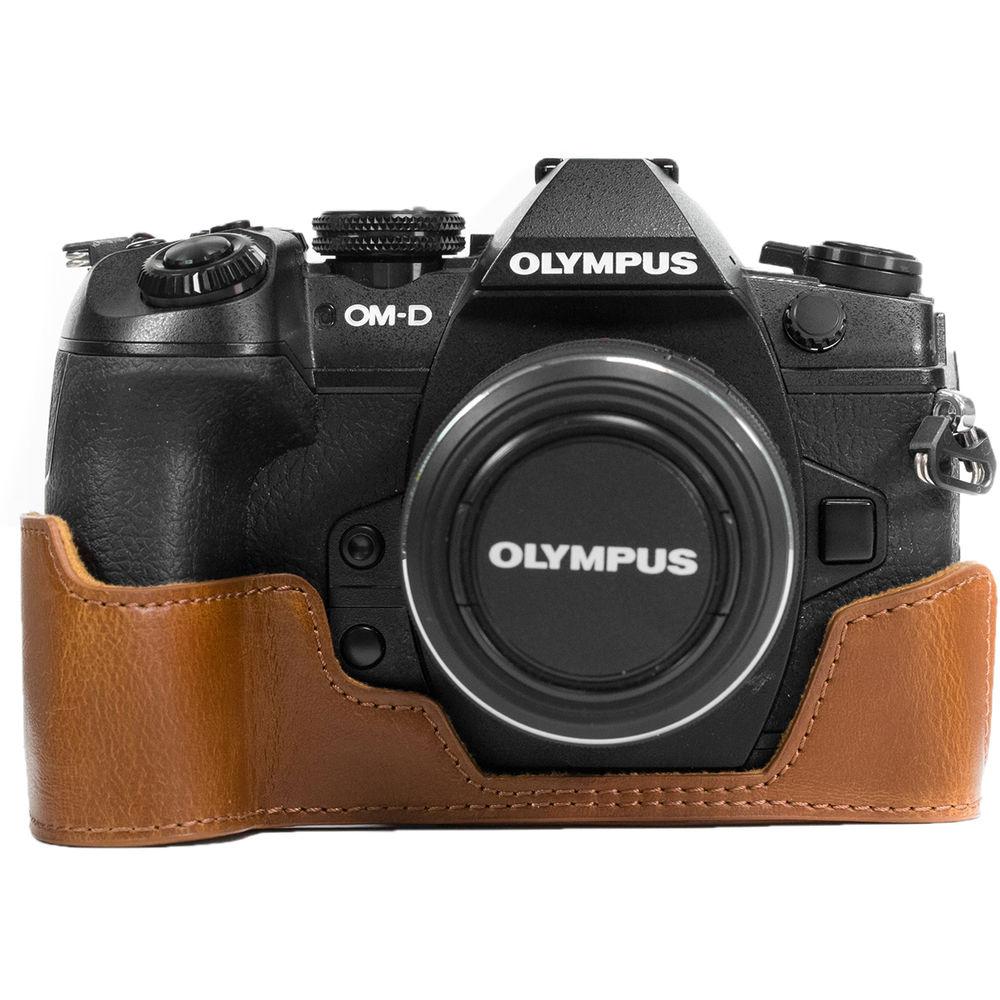 MegaGear Ever Ready PU Leather Half Case and Strap for Olympus OM-D E-M1 Mark II