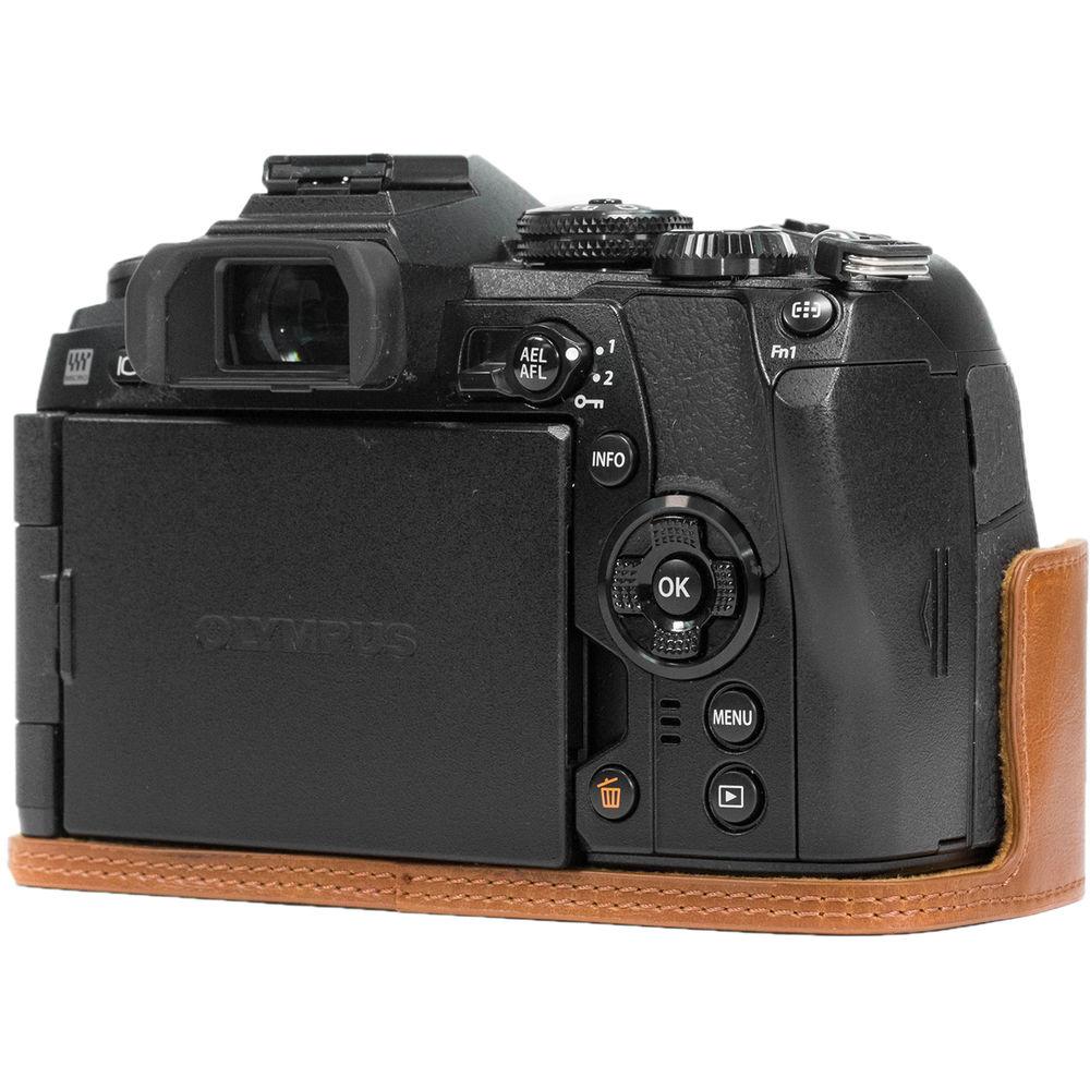 MegaGear Ever Ready PU Leather Half Case and Strap for Olympus OM-D E-M1 Mark II