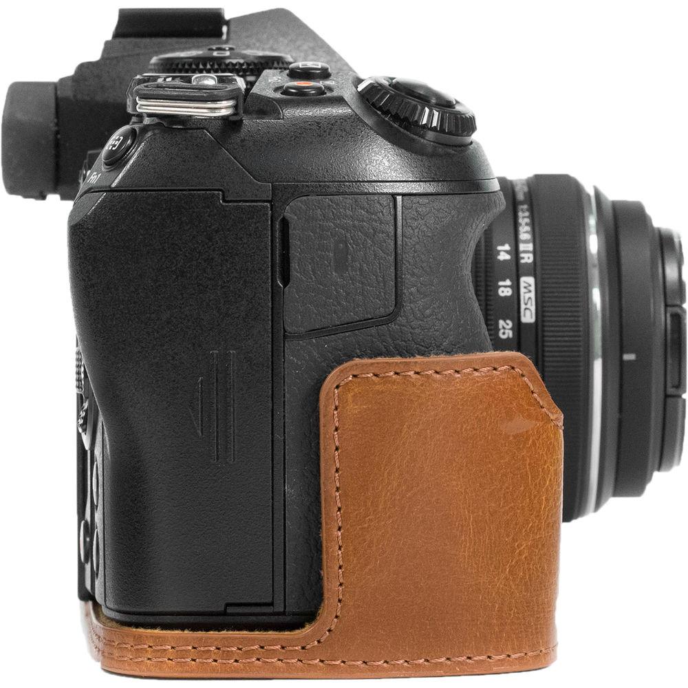 MegaGear Ever Ready PU Leather Half Case and Strap for Olympus OM-D E-M1 Mark II