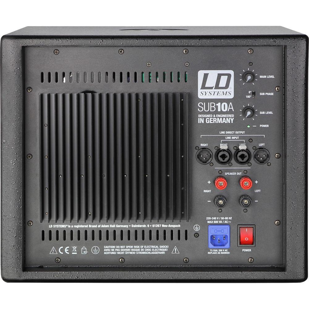 LD Systems Powered Installation Live 3-Ch. Subwoofer - 10" 3-Amps x 120WRMS Powers Up To 8-SAT Passive Speaker