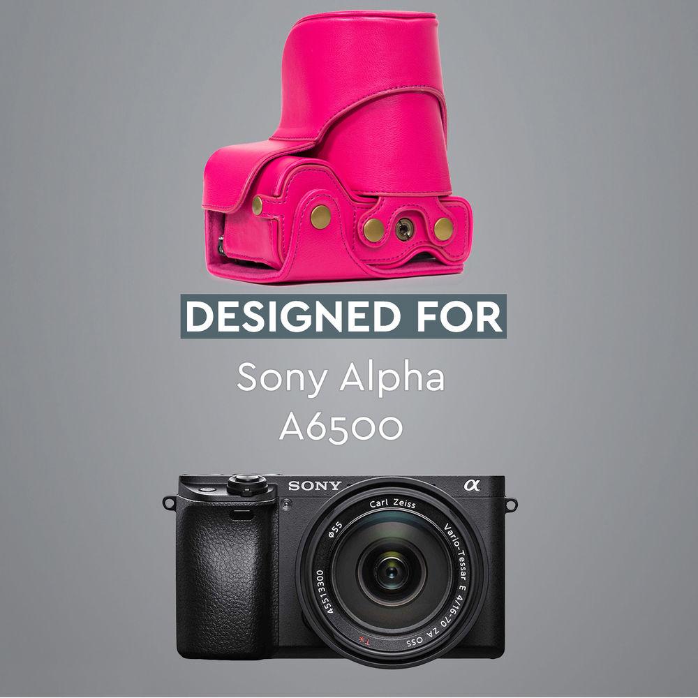 MegaGear Ever Ready PU Leather Case & Strap for Sony a6500 with 16-70mm Lens