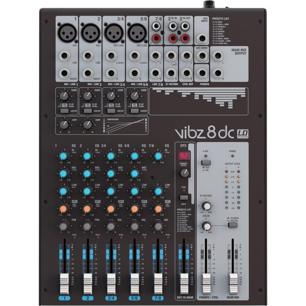 LD Systems 8-Channel Mixing Console with DFX and Compressor