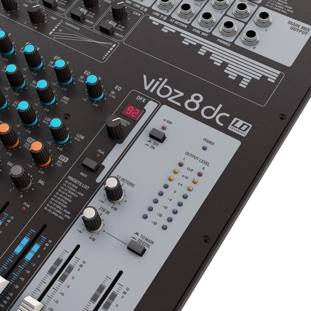 LD Systems 8-Channel Mixing Console with DFX and Compressor