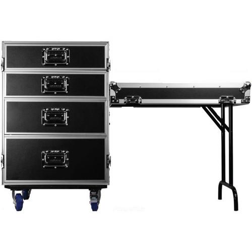 Odyssey Innovative Designs FZWB4WDLX Flight Zone Deluxe 4-Drawer Workbox Tour Case with Casters & Side Table