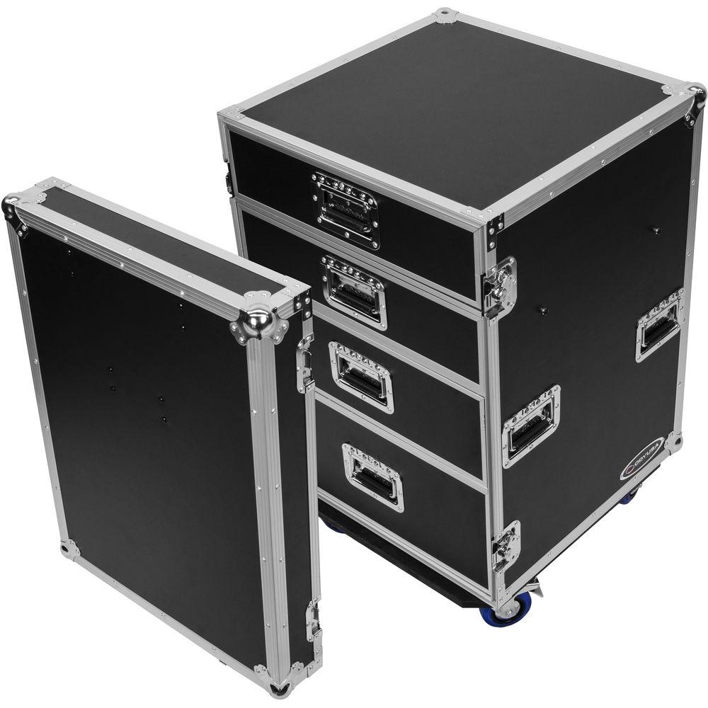 Odyssey Innovative Designs FZWB4WDLX Flight Zone Deluxe 4-Drawer Workbox Tour Case with Casters & Side Table
