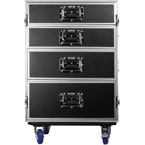 Odyssey Innovative Designs FZWB4WDLX Flight Zone Deluxe 4-Drawer Workbox Tour Case with Casters & Side Table