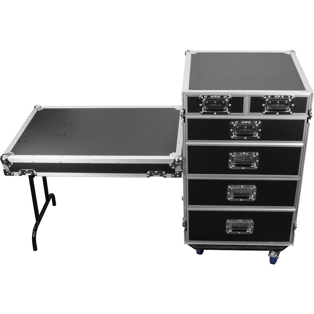 Odyssey Innovative Designs FZWB6WDLX Flight Zone Deluxe 6-Drawer Workbox Tour Case with Casters & Side Table