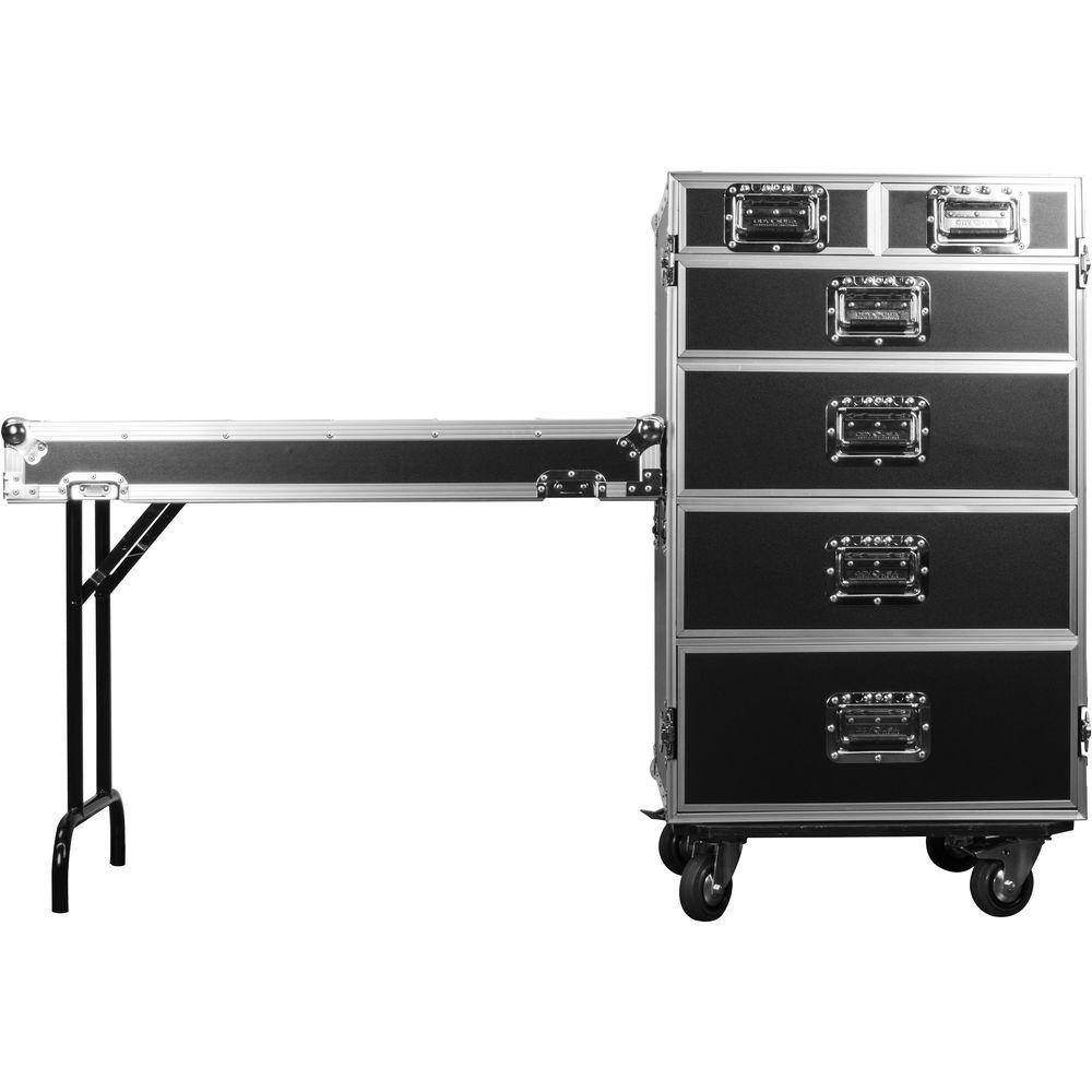 Odyssey Innovative Designs FZWB6WDLX Flight Zone Deluxe 6-Drawer Workbox Tour Case with Casters & Side Table