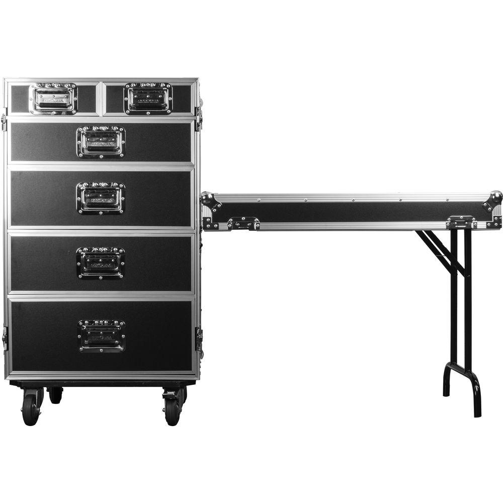 Odyssey Innovative Designs FZWB6WDLX Flight Zone Deluxe 6-Drawer Workbox Tour Case with Casters & Side Table
