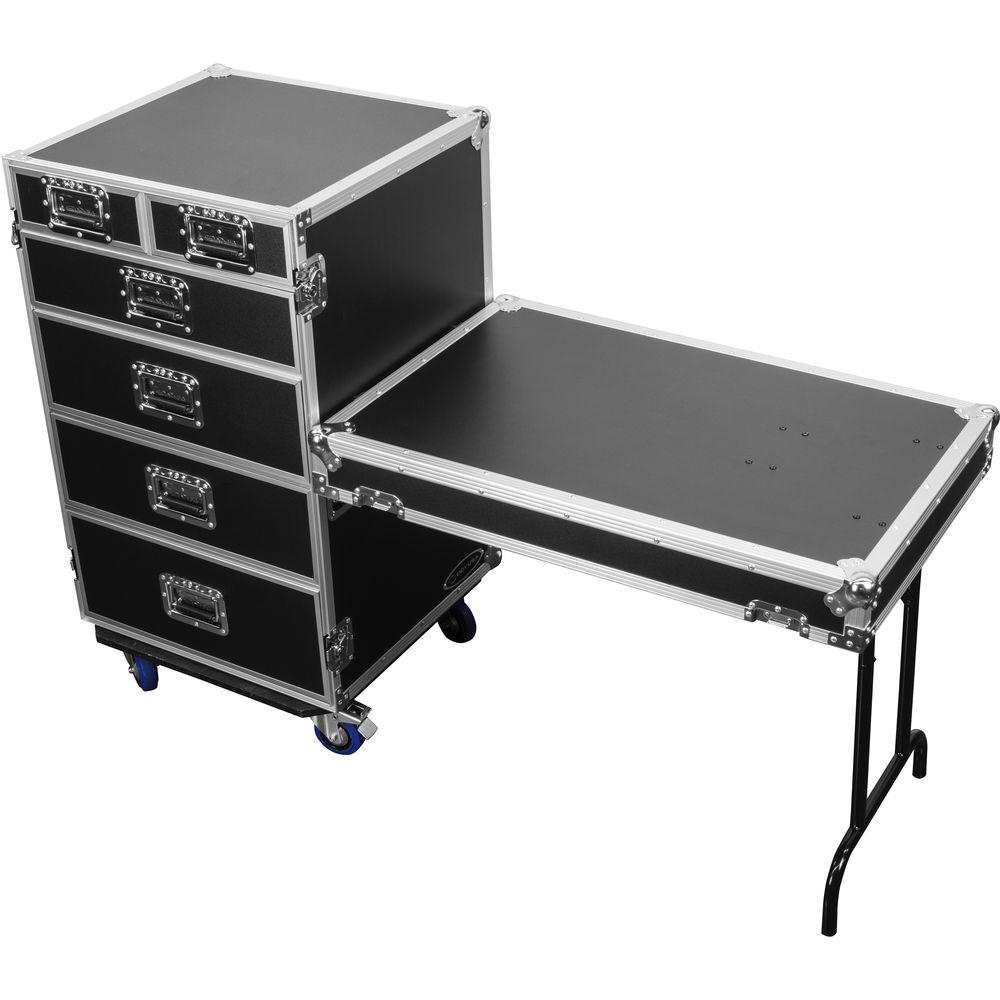 Odyssey Innovative Designs FZWB6WDLX Flight Zone Deluxe 6-Drawer Workbox Tour Case with Casters & Side Table