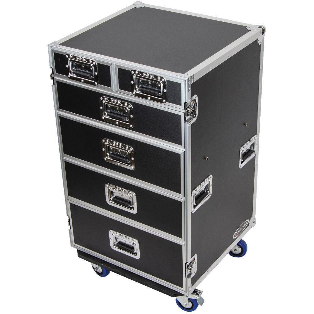 Odyssey Innovative Designs FZWB6WDLX Flight Zone Deluxe 6-Drawer Workbox Tour Case with Casters & Side Table