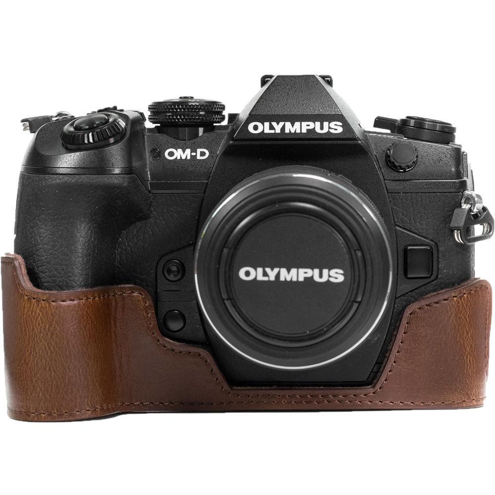 MegaGear Ever Ready PU Leather Half Case and Strap for Olympus OM-D E-M1 Mark II